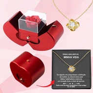 กล่องของขวัญแอปเปิ้ลสีแดงนิรันดร์กล่องเก็บรูปแอปเปิ้ลพร้อมสร้อยคอเครื่องประดับวันวาเลนไทน์ของขวัญวัน