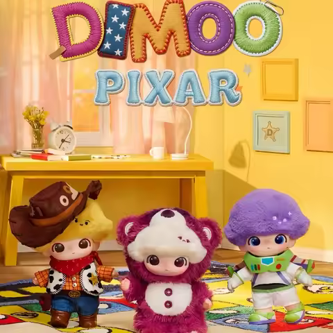 POP MART Disney DIMOO WORLD x PIXAR Blind Box Vinyl Plush Pendant Cute Cartoon Shelf Halloween Surpr