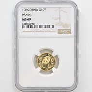 1986 年中國熊貓 10 元人民幣金幣 1/10 盎司 NGC MS 69