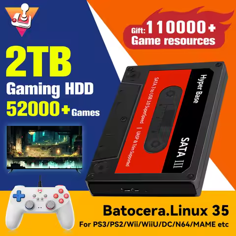 Batocera.Linux 35 2TB Gaming HDD Portable Game Hard Drive with 52000+ Games for PS3/PS2/Wii/WiiU/N64