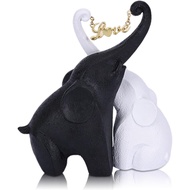 Hadiah Gajah LCCCK untuk Wanita, Patung Gajah Pasangan Resin dengan Batang Hati Terangkat & Pesona C