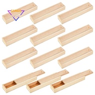 12Piece Unfinished Wood Box with Sliding Lid Small Wood Box Case Container Gift Jewelry Box Pencil B