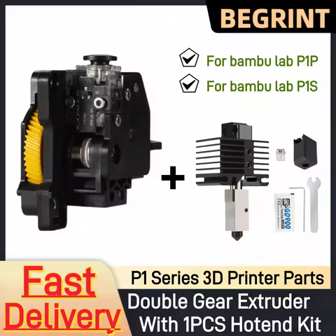 For Bambu Lab P1S P1P Fully Extruder Dual Gears Extrusion Motor Hardened Steel with Hotend Kit For P