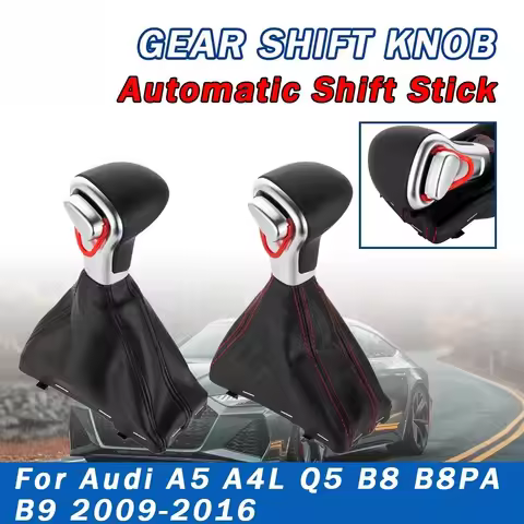 New Product For AUDI A4 B8 A6 C6 A3 8P A5 Q5 Lever Change Knob Car Interior Black/Red leather Boots 