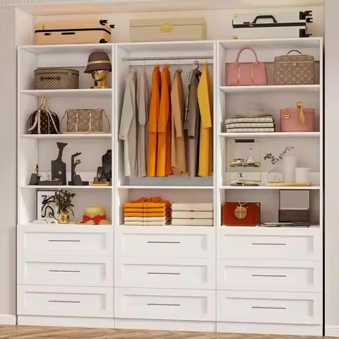 Closet System with 3 Sets, 6–16 T Closet System with 9 Ders, 9 Shelves & 4 Adjustable Hanging Rods, 