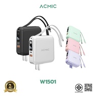 ACMIC W1501 Powerbank 15000mAh พาวเวอร์แบงค์ชาร์จเร็ว Fast Charge PD20W มีสายในตัว หน้าจอ LED สีขาว