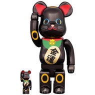 BE@RBRICK 1 &amp; 4 Black Beckoning Cat