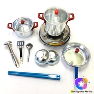 Đồ Chơi Nấu Ăn Bằng Nhôm Bộ Lớn 28 - 30- 34-37-41-48 Món Có Thể Nấu Ăn Thật Đồ Nấu Bếp Mini Nhiều Dụ
