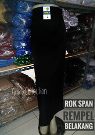 Rok Span Hitam Rempel Belakang Rok Hitam Panjang / Rok Kerja fashion wanita / Rok Kuliah Kain Licin