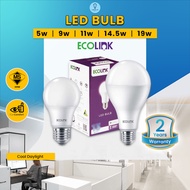 [SIRIM] ECOLINK E27 LED Light Bulb 5w/9w/11w/14.5W/19W Sirim Round Bulb Mentol Lampu LED Bulb Lights