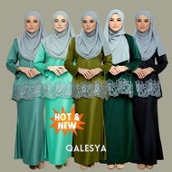 QALESYA KURUNG LACE MODEN SEDONDON RAYA 2024 dusty green mint green olive emerald black