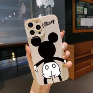 เคสโทรศัพท์สำหรับ OPPO A16 A15 A35 A16E A16K A53 A54 5G A74 A94 4G A7 A12 A5S A95 A96 A76คู่ Mickey Minnie Black Square Edge Full Len ป้องกัน