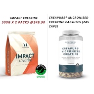 MyProtein Creapure Micronised Creatine 245 Capsules Creatine Monohydrate Impact Creatine Powder