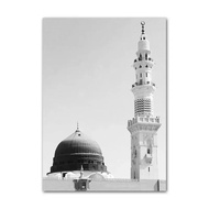 Lukisan kanvas hitam dan putih moden masjid besar mekah kaabah kitab Poster gambar hiasan bilik hidu