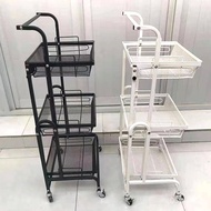 【TikTok】#Trolley Storage Rack Floor Multi-Tier Movable Storage Rack Rotating Trolley Kitchen Parallel Folding Racks