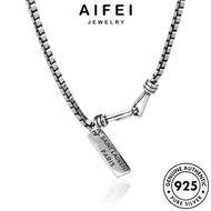 AIFEI JEWELRY Sterling Strip Accessories Leher Korean Chain 925 Retro Silver 純銀項鏈 For Pendant Perempuan Women Necklace Perak Original Rantai N274