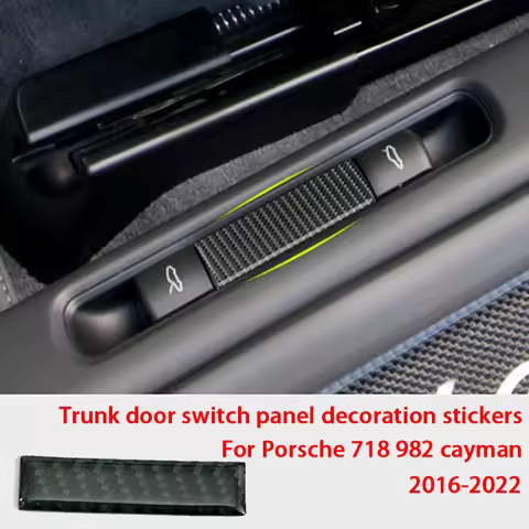 trunk Control Button Panel Decoration Carbon Fiber Car Stickers For Porsche 2016-2022 718 982 Cayman