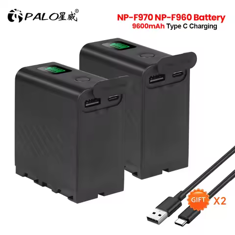 PALO 9600mAh NP-F970 Bateria NP-F960 NP-F980 Battery with Type C Port for Sony QM91D CCD-RV100 MVC-F