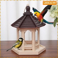 [Loviver] Outdoor Wood Hanging Bird Feeder Lightweight Decorative Sturdy for Gardening Decor with La