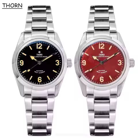 THORN T003 Tribute Vintage 34mm Watch PT5000 Automatic Movement Mechanical Watches Domed Sapphire Lu