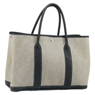 愛馬仕 Garden Party PM 手袋 塗層帆布 灰色 銀色 正品 159912