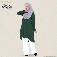 Nuha Blouse Muslimah Labuh Emerald Green Baju Muslimah Plus Size Blouse Double POCKET Plain Dark Green Color