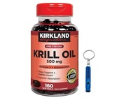 PRIME VITACARE Kirkland Signature Krill Oil 500 mg. 160 Softgels +Bundle Whistle Keychain for Outdoo