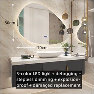 Bathroom Smart LED Mirror Water Drop Shape Irregular 3-Color LED Light Bedroom Mirror Bathroom Makeu