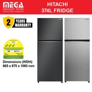 HITACHI HRTN6408S 374L 2-DOOR FRIDGE (3 TICKS) HRTN6408SBBKSG | HRTN6408SXSG