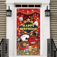 Casino Birthday Door Cover Decorations Las Vegas Casino Night Birthday Banner for Poker Casino Night