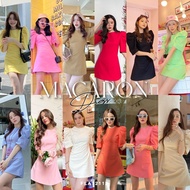 FLAT2112 FF0032 : MACARON DRESS เดรสแขนพอง เดรสเข้ารูป เดรสออกงาน