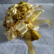buket bunga pengantin pita satin - GOLD