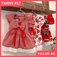 Dog Cat Clothes Flounced Sleeve Dress Spring and Summer Teddy Bichon Corgi Dog Leash Pet Clothing Su