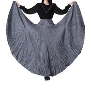Women Maxi Skirt Elastic High Waist Super Large Pendulum Design Long Skirt Pleated Dance Skirt Party