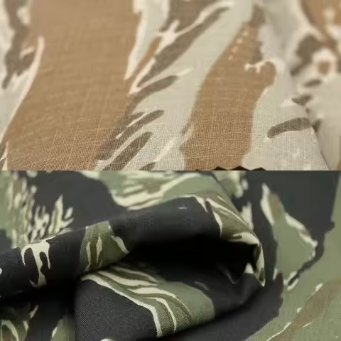 Yellow Desert Green Black Tiger Stripe Camouflage Fabric TC Polyester Cotton Cloth Tactical Uniform 