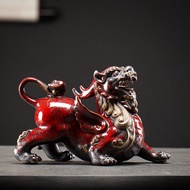 สไตล์จีนสร้างสรรค์เซรามิคความมั่งคั่งดึงดูด Behemoth ตุ๊กตาตกแต่งบ้านโต๊ะของขวัญตกแต่งห้องนั่งเล่นชุ