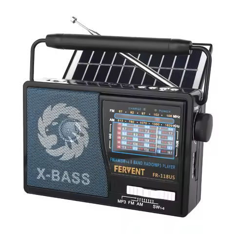 Solar AM/FM Portable Radio with Flashlight, Output 3W FM/AM/SW1-6/USB/TF Speaker, Suitable for Indoo