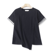 Áo Thun Vải Lanh Cotton Ellie Aixi: Quần Áo Làm Việc Cổ Tròn Dáng Rộng Màu Trơn Cho Nữ Phong Cách Mù