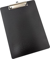 WEDO Clipboard A4 Black in Carbon Look - Polypropylene Writing Board with Sturdy Metal Clamp & Hangi