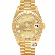 【大眾名錶】ROLEX 勞力士69178 Datejust 蠔式女錶 18K金 原廠錶帶未整理 新包台金色十鑽面盤 底蓋原廠貼紙 大眾名錶B1277