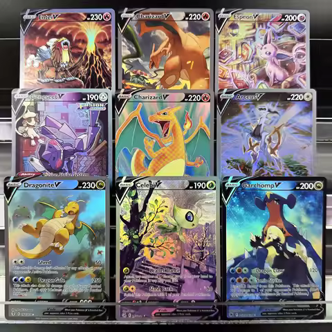 PTCG V Cards Rainbow Holo Full Art Alt Art Foil Charizard Pikachu Umbreon Arceus Lugia Proxy Collect