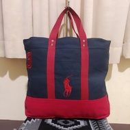 Polo Ralph Lauren 2 Tone Navy & Red Full Canvas Tote Bag Original