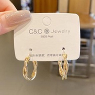時尚流行耳環【43麻花耳圈-銀針】#HKK