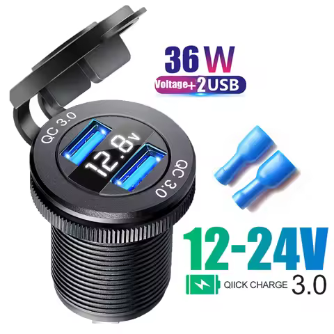 Usb charging socket Voltmeter digital usb c qc3.0 12v adapter for bmw f30 f10 e39 b7 f20 accessories