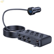 3 Sockets Car Charger Adapter 12V / 24V Outlet Connector retractable car charger