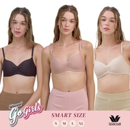 Wacoal Go Girls Smart Size Easy Matching Bra บราไร้โครงวาโก้ เซท 3 ชิ้น รุ่น WB3Y41 คละสี (BE-BT-OT)