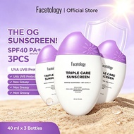 3PCS Facetology Lightweight Hybrid Moisturising Refillable Sunscreen SPF40 | Smooth Finish Non-Greas