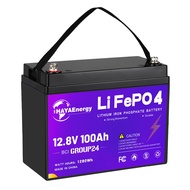 12V 100Ah Group 24 LiFePO4 Battery, 100A BMS Rechargeable Lithium Battery with Up to 15000 Deep Cycl