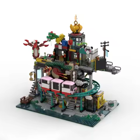 Moc-80036 City of Lanterns Platform Modular Houses Building Blocks Bricks Educational Compatible Bir