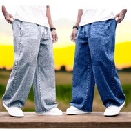 Baggy Jeans Acid wash straight jeans Lelaki Baggy Jeans Kain Getah strachable